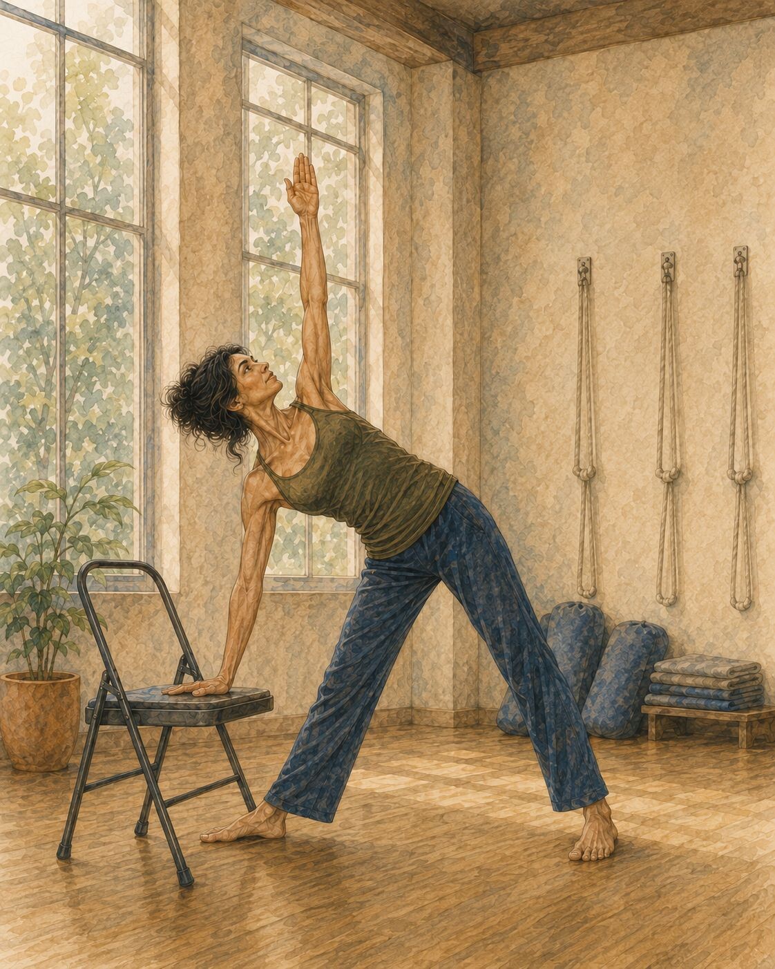 Práctica de yoga adaptada con el apoyo de una silla